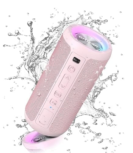 Ortizan Bluetooth Speaker, Portable Wireless Bluetooth Speakers With Led Light, Louder Volume & Enhanced Bass, IPX7 Waterproof, 30H Playtime, Durable Loud Speaker Bluetooth for Travel, Outdoor - Pink - Image 1