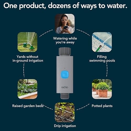 Rachio Smart Hose Timer (2 Valves + 1 WiFi Hub) – App-Controlled Outdoor Faucet Timer, Quick Install & Scheduling, Expandable System thumbnail 5