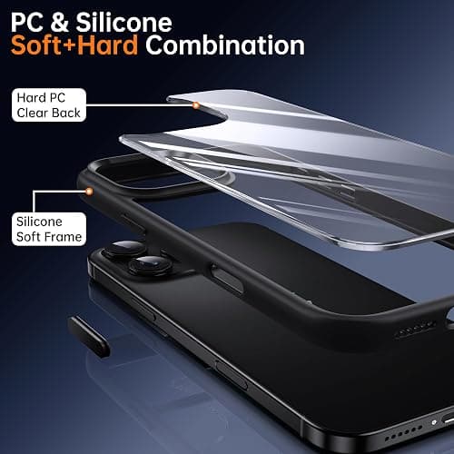 Supdeal Shockproof Clear Case for iPhone 16 Pro, [Camera Control Button] [10FT Military Drop Protection] Hard Clear Back Silicone Edge Four Corner Airbags Phone Cover, 6.3 inch, Black thumbnail 6