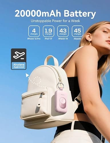 RORRY CharmGo Portable Charger, 20000mAh PD 30W Portable Charger Power Bank | Built-in Cables, Fast Charging Keychain Portable Battery Pack, Travel Essentials for iPhone, Apple Watch, iPad thumbnail 4