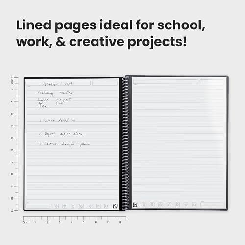Rocketbook Core Reusable Spiral Notebook, Letter Size 21 cm x 29.7 cm, Black - Lined Pages, App-Connected, Erasable, Durable Cover, Ideal for School, Work, and Creative Projects thumbnail 7