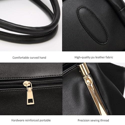 Pahajim Tote Bags for Women PU Leather Shoulder Bags Women with Zip Waterproof Bag Simple and Lightweight Ladies Handbags for Work Shopping Bag thumbnail 6