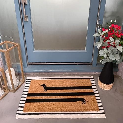 Funny Dachshund Weiner Dog Welcome Mat - Personalized Coir Rug with Heavy-Duty PVC Backing - Non Slip Outdoor - 23.6 x 15.7 inch thumbnail 2
