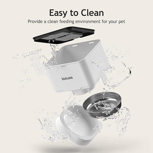 VOLUAS Automatic Cat Feeders - Timed Pet Feeder for Cats and Dogs with Dry Food Dispenser, Desiccant Bag, Programmable Portion Control, 4 Daily Meals, 10s Voice Recorder thumbnail 6