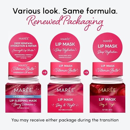 MAREE Lip Mask Overnight - Lip Moisturizer For Very Dry Lips - Hydrating Lip Butter Balm with Hyaluronic Acid & Collagen - Overnight Lip Treatment - Lip Sleeping Mask Repair - Hidratante de Labios thumbnail 2