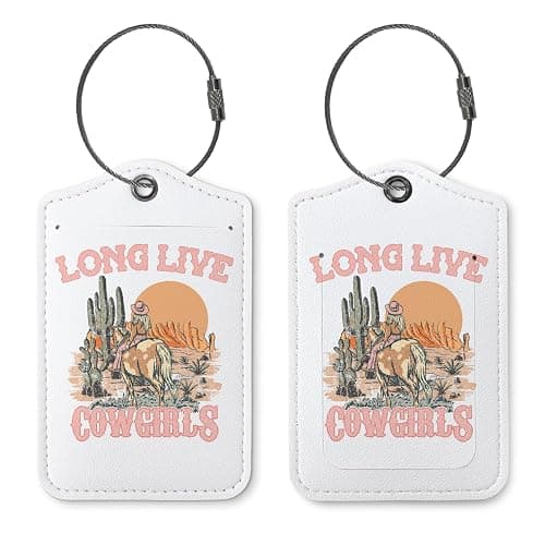 ZFQ Cowgirl Luggage Tags for Suitcases,Western Luggage Tag,Trendy 2 Pack Luggage Tags for Travel,Teen Girls Gifts Suitcase Tags,Long Live Cowgirls - Image 1