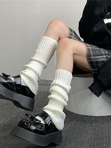 Verdusa Women's Harajuku Leg Warmers Y2K Solid Rib Knit Long Socks thumbnail 5