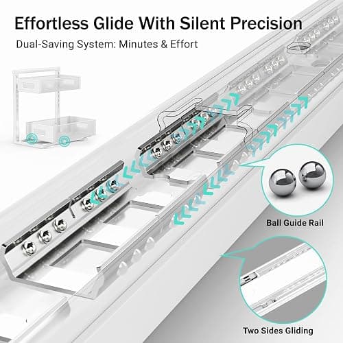 Petiza Under Sink Organizer Adjustable Height 2 Tier Bathroom Organizer Pull Out Cabinet Organer kitchen organizers and storage fridge organizers and storage,White,XL-1 Pack thumbnail 5