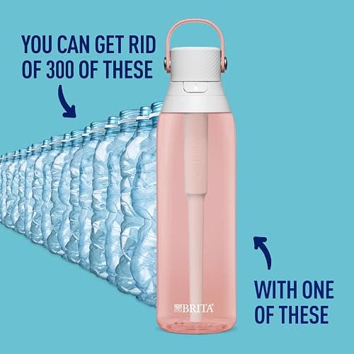 Brita Insulated Filtered Water Bottle with Straw, Reusable, Christmas Gift and Stocking Stuffer For Men and Women, BPA Free Plastic, Blush, 26 Ounce thumbnail 2