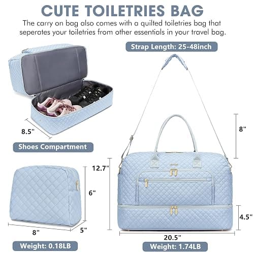 Travel Duffle Bag Weekender for Women - Carry-On Overnight Bag Personal Item Bag with Shoe Compartment & Wet Pocket Large Weekend Tote Bags with Toiletry Bag Hospital Bags for Labor and Delivery thumbnail 2