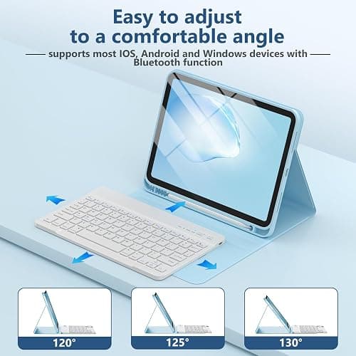 BQSS for iPad Air 11 Inch Case with Keyboard M4/M3/M2 (2026/2025/2024), Keyboard Case for iPad Air 10.9 Inch 5th/4th Generation (2022/2020) Detachable for iPad Pro 1st Case with Pencil Holder Blue thumbnail 6