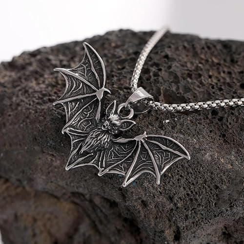 YWMAN Bat Necklace for Men - Stainless Steel Vampire Pendant, Gothic Halloween Goth Jewelry‌ thumbnail 3