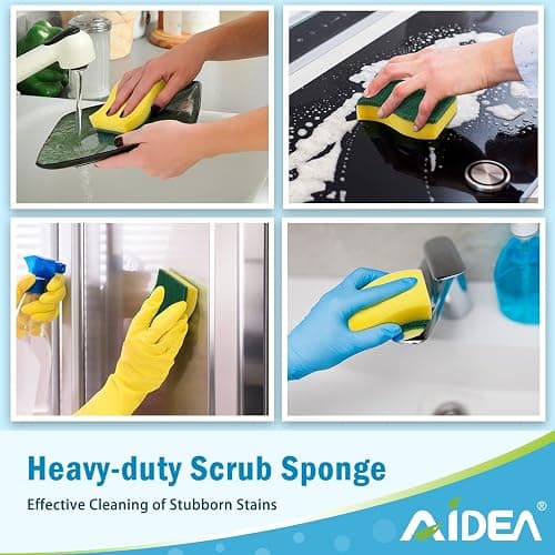 AIDEA Sponges Kitchen, 50 Pack Heavy Duty Dish Sponge, Cleaning Dish Scrubber Sponge for Home and Kitchen, Stink-Free Cleaning Supplies for Pots, Pans thumbnail 6