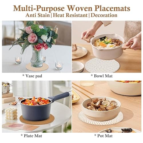Billbotk 7" Trivets for Hot Dishes, Hot pots and Pans, 4 Heat Resistant Hot Pads, Pot Holders for Kitchen, Home Essentials for New Home and Farmhouse Decor, Fall Decorations for Home(Brown) thumbnail 7