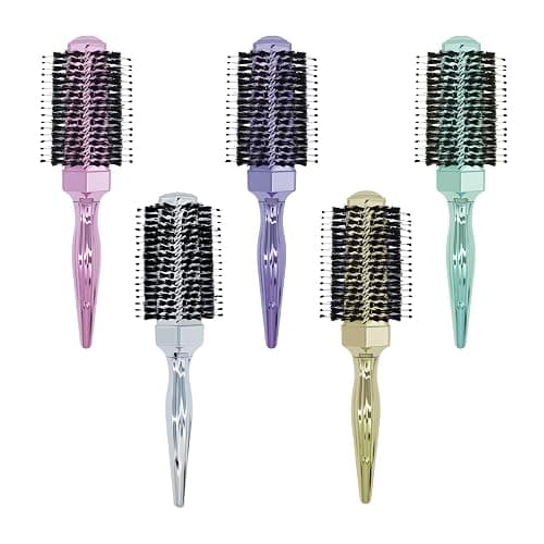Forest of Dreams Round Hair Brush with Wild Boar Bristles – Specialized for Blowouts & Styling at Home or Salon, Suitable for All Hair Types.Silver thumbnail 2