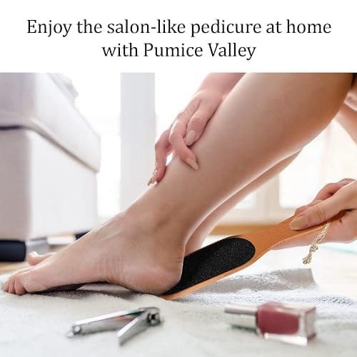Pumice Stone Foot File - Wooden Pedicure Feet Scrubber with Handle for Callus, Dry, and Dead Skin Removal - Heel Scraper for Feet, Hands, and Body - Foot Filer for Use in Shower thumbnail 6