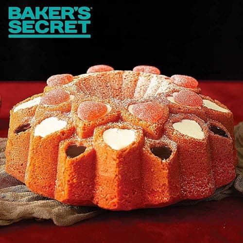 Baker's Secret Nonstick Fluted Cake Pan, Perfect for Fluted Cakes, Die Cast Aluminum Cake Pans, 2 Layers Non-stick Coating For Easy Release, Fluted Cake Pans - (Amour) thumbnail 8