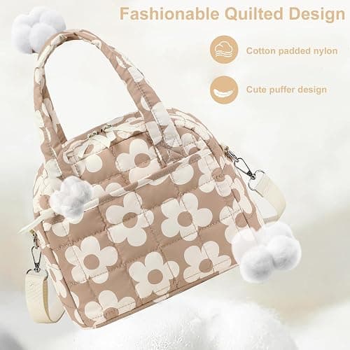 LEDAOU Quilted Insulated Lunch Bag for Women, 9L Puffy Lunch Tote with Adjustable Shoulder Strap, Reusable Water-Resistant Lunch Box for Work, School, Picnic & Travel thumbnail 8