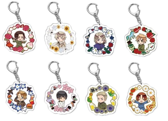 GO2COSY Set of 8 Anime Axis Powers Hetalia Acrylic Keychain Pendant Key Chain Style C - Image 1