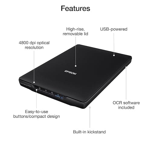 Epson Perfection V19 II Flatbed Photo Scanner 4800 dpi Optical Resolution | USB Power High-Rise Removable Lid for Documents and Old Pictures to Digital Conversion thumbnail 3