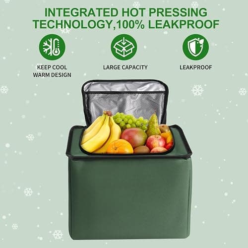 Snuopfy Car Trunk Organizer,115L Heavy Duty Collapsible Trunk Storage | Insulated Leakproof Cooler Bag with Lid, 3 Compartments,High Capacity with Straps For Car,Suv,Jeep,Sedan-Green thumbnail 3
