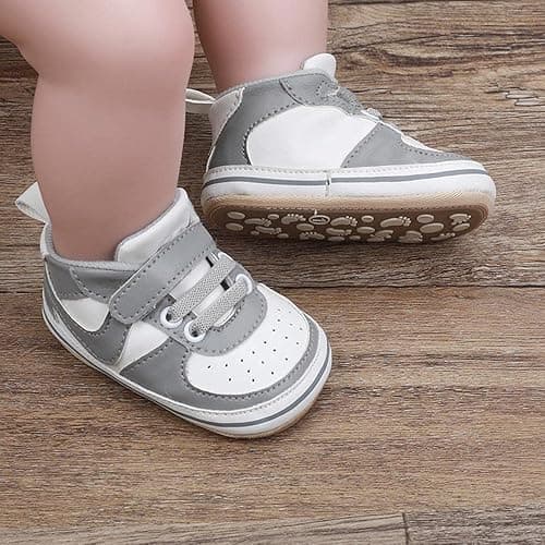 Clowora Unsex Baby Shoes Boys Girls Infant Sneakers Non-Slip Soft Rubber Sole Toddler Crib First Walker Lightweight Shoes - 6-12 Months Infant - A03/Grey thumbnail 3