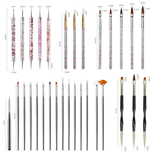 JODSONE 32Pcs Nail Art Brushes kit,Nail Art Tool Set,Dotting Tools,French Manicure,Dust Brush,Striping Brushes for Long Lines,Drawing Pen Painting Pen for Gel Polish Design Supply thumbnail 7