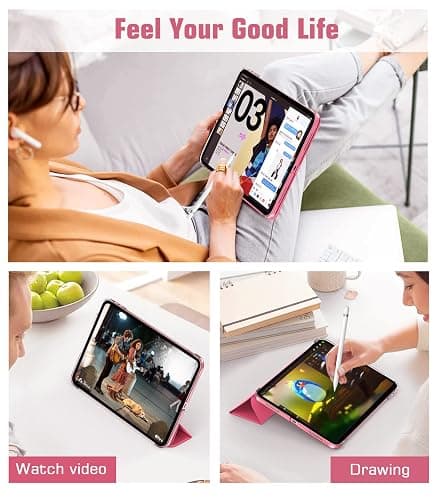 TiMOVO Cover Custodia Compatibile con iPad (A16) 11 Generazione 11 Pollici 2025/iPad 10 Generazione 10,9" 2022, Retro in PC Rigido Semi-Trasparente, Auto Sveglia/Sonno, Anguria Rossa thumbnail 7