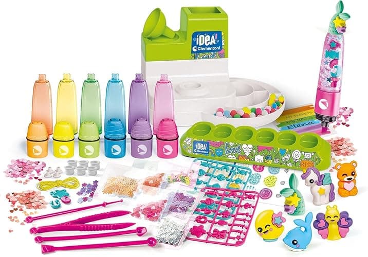 Laboratorio degli Evidenziatori Personalizzati - Kit Creativo per Bambini 6+ Anni, con 50+ Accessori e 6 Evidenziatori Personalizzabili + Omaggio portachiave e penna 6 in 1 pailettes thumbnail 3