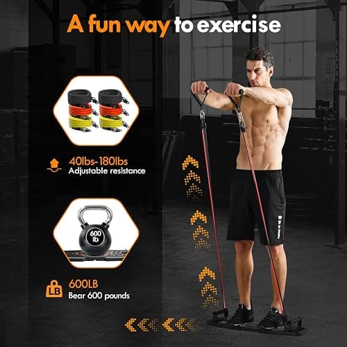 MQRW Push Up Board,Home Gym,Portable Exercise Equipment,Pilates Bar and 20 Fitness Accessories with Resistance Bands and Ab Roller Wheel,Full Body Workout at Home thumbnail 3