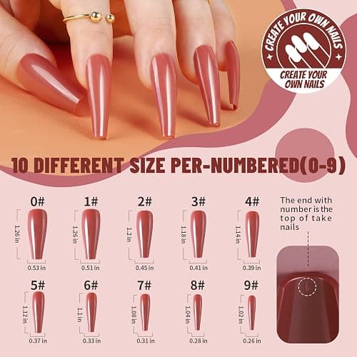 Teenitor Full Cover Color Press On Coffin Nails, 576pcs Fake Nail Tips in 24 Colors, Glue On Long Ballerina False Nails thumbnail 7