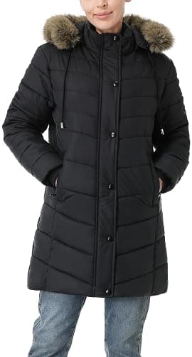 Pufflady Women's Long Winter Puffer Coat Thicken Fleece Lined Down Jacket | Windproof Parka Waterproof Puffer Outerwear with Removable Hood thumbnail 5