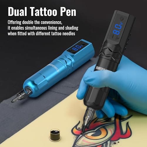 Wormhole Tattoo Kit Wireless Tattoo Gun Kit 2pcs Cordless Tattoo Pen 20pcs Tattoo Cartridge Needles Complete Tattoo Machine Kit for Beginners WTK378 thumbnail 8