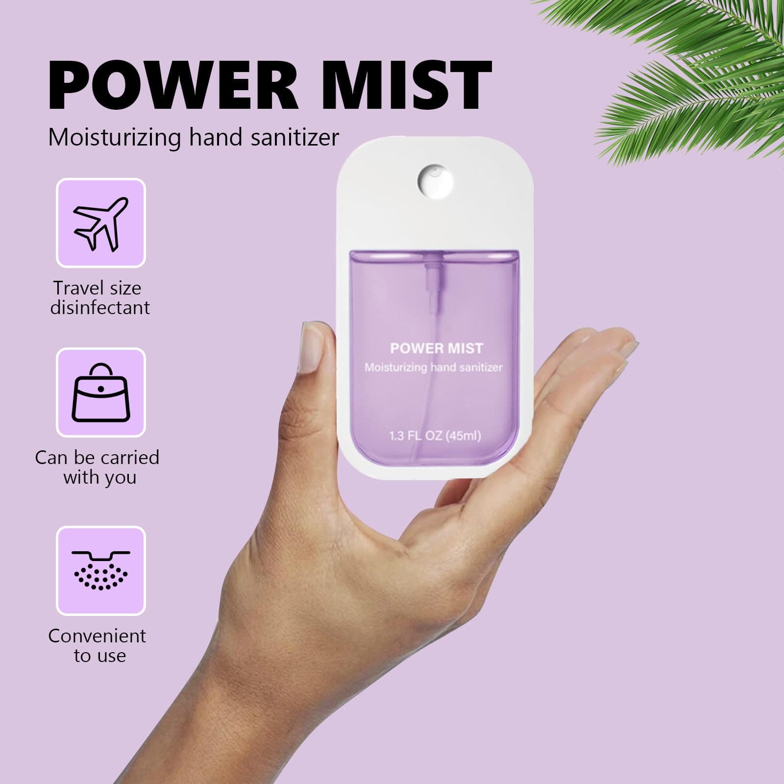 Power Mist Hydrating Hand Sanitizer Spray, 4-Pack (Lavender, Aloe Vera, vanilla,Odorless), Quick Dry Mini Hand Sanitizer Spray for Clean Your Hands,600-Sprays (1.6 fl oz/Pack) (1-Pack) thumbnail 4