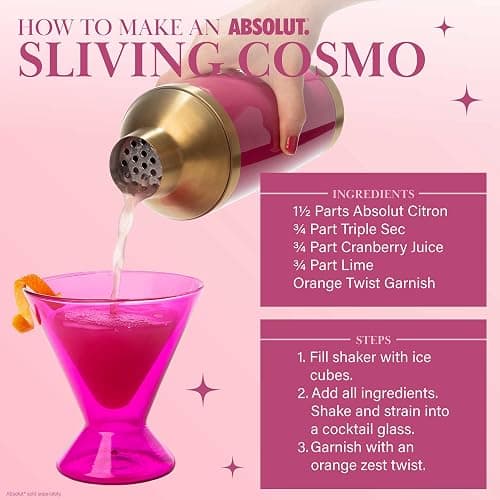 Paris Hilton 2-Piece Cocktail Shaker Set, Double Wall Insulated Stainless Steel Mixer with Built-In Strainer and Double-Sided Jigger, 20-Ounce, Gold and Hot Pink thumbnail 9