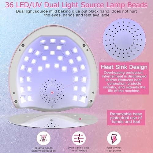 UV LED Nail Lamp,NAILGIRLS Gel Nail Lamp Professional 150W Gel Polish Nail Dryer Curing Lamps with 4 Timer Presets, Auto Sensor, Detachable Base, Nail Art Tools for Fingernail thumbnail 6