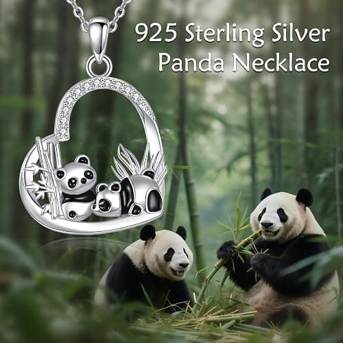 DAYLINLOVE Panda Gifts 925 Sterling Silver Panda And Bamboo Heart Pendant Necklace Animal Jewelry Gifts for Women thumbnail 6