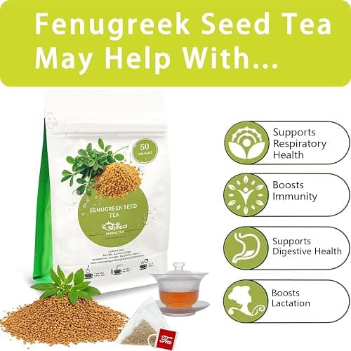 Samcci - Fenugreek Seed Tea Bags, 50 Teabags, 3g/bag - Natural Healthy Fenugreek Methi Seeds Herbal Tea - Non-GMO - Caffeine-free - Support Digestion & Improve Heart Health thumbnail 2