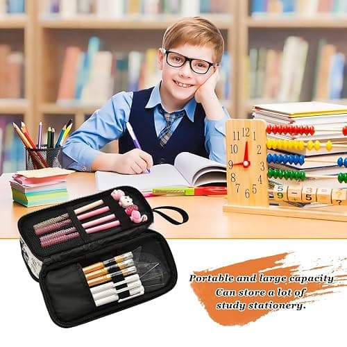 KUEJOP Retro Raccoon Style Pencil Case Big Capacity Pencil Pouch with Zipper Compartments Stationery Pencil Bag for Kids Teen School thumbnail 3