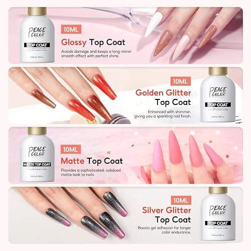 Peacecolor 83Pcs Gel Nail Polish Kit with U V Light and Drill, 56 Colors All Seasons Soak Off Gel Polish Set Cat Eye Gel with Matte/Glossy Glitter Base Top Coat Manicure Nail Kit Gifts for Women Girls thumbnail 8