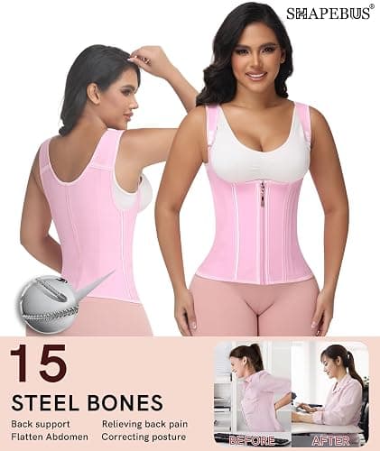 SHAPEBUS Waist Trainer for Women Lower Belly Fat Corset Shapewear Tummy Control Faja Body Shaper Waist Cincher thumbnail 5