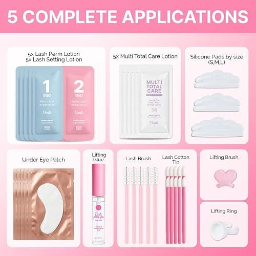 Korean Lash Lift Kit - 5 Sets At Home Eyelash Perm Kit with Upgraded Glue, Eyelash Lift, DIY Lash Perm Easy for Beginner & Professional, Semi Permanent Perming Wave Suitable For Salon & Home thumbnail 3