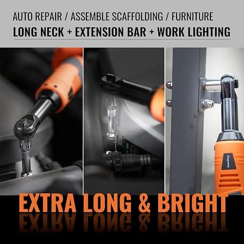 Bingoway 3/8" Extended Electric Ratchet Wrench Set, 45ft-lbs Cordless Long Neck Power Ratchet Wrench Kit with 2pcs Batteries, LED Light, 9 Sockets, Toolbox, Variable Speed, For Housework, Car Repair thumbnail 8