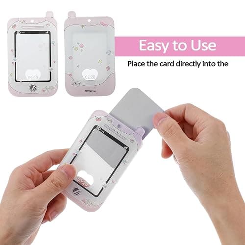 JIYIN 2 Pcs Photocard Holder, 3 Inch Photo Card Holder ID Badge Holder Cute Cartoon Photocard Holder Keychain Bus Card Credit ID Bank Card Pendant with Spiral Wrist Coil thumbnail 4