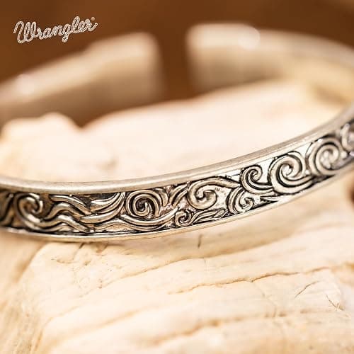 Montana West Wrangler Cuff Bracelet for Women Western Turquoise Adjustable Open Bangle Silver Plated Carved Floral Cowgirl Country Jewelry thumbnail 6
