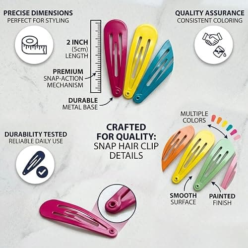 120 Pack Colorful Metal Snap Hair Clips, 2 Inch Barrettes in 40 Assorted Candy Colors, Non-Slip Hair Accessories for Kids Teens Women thumbnail 4