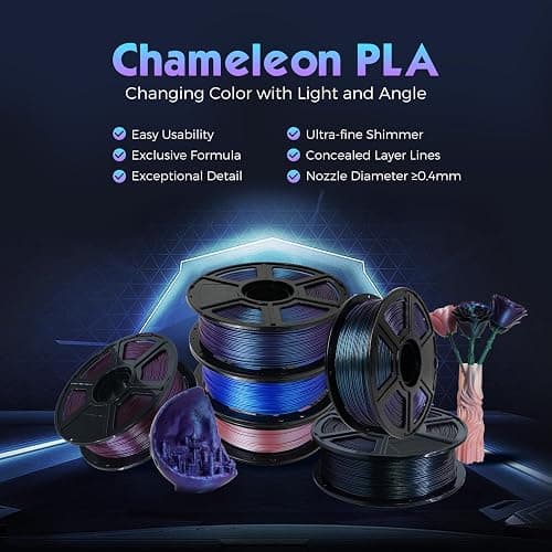 FLASHFORGE PLA Filament 1.75mm +/- 0.02mm Upgraded Nebula Purple, Color Changeable 3D Printer Filament 1kg, Chameleon 3D Printing Filament Changing Colors with Light, Perfectly Conceals Layer Lines thumbnail 3