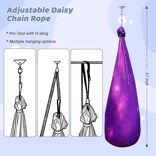 Sensory Swing for Kids & Adults, Indoor & Outdoor Double Layer Therapy Swing, Cuddle Swing with 360°Swivel Hardware Holds to 300LBS for Calming, Relaxing and Autism, ADHD or SPD thumbnail 2