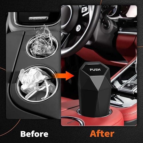 HOTOR Car Trash Can with Lid - 2 Pack, Car Accessories for Interior, Leakproof Vehicle Garbage Can with 30 Attached Trash Bags, Multipurpose Organizers and Storage for Home, Office, Black thumbnail 5