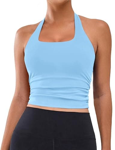 BMJL Womens Halter Built in Bra Workout Sports Tank Tops Summer Trendy Backless Going Out Clothing 2025 - Image 1